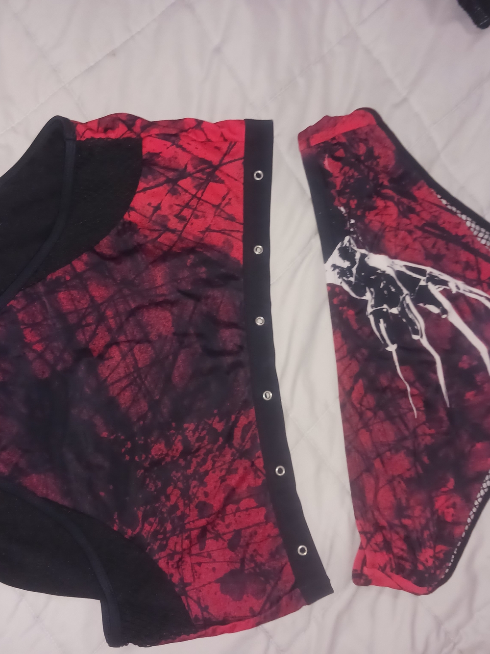 Hot Topic Red and Black Graphic Bikini Set